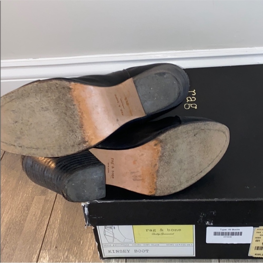 🖤 Rag & Bone 'Kinsey' Black Leather Ankle Boots | Size 9 - Picture 4 of 12